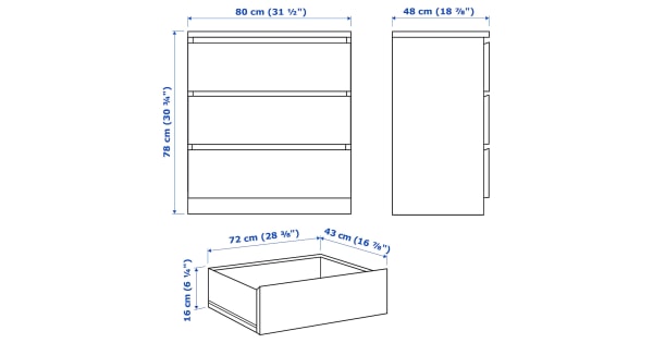 IKEA MALM Chest of 3 Drawers White, Furniture | Urban Sales IKEA MALM Chest of 3 Drawers White, Furniture | Urban Sales